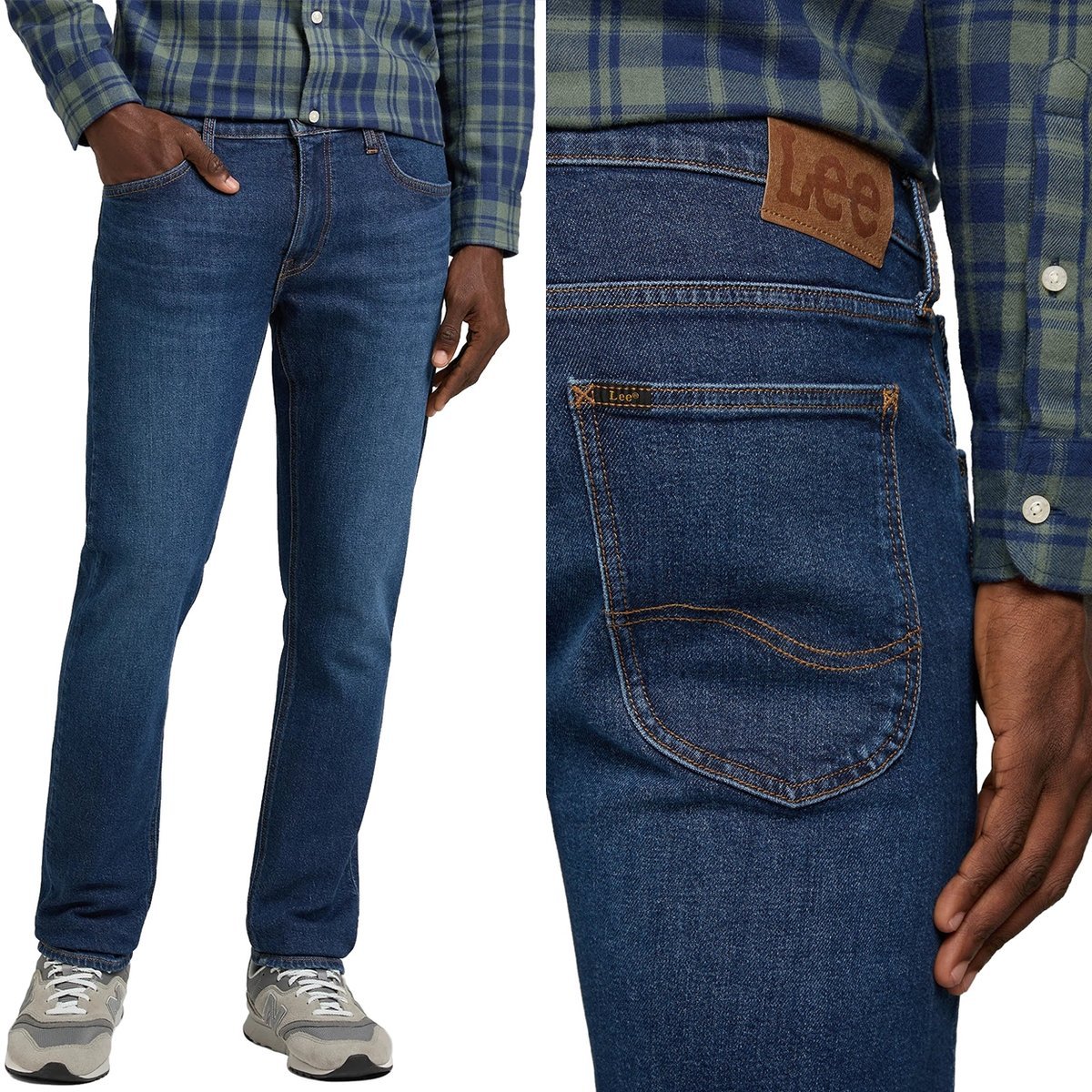 Lee LUKE Subtle Worn In DżINS mocno zwężane ciemne spodnie jeansowe W30 L34