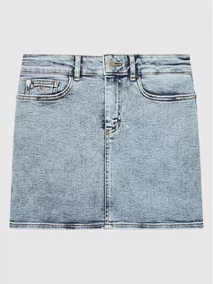 Sukienki i spódniczki dla dziewczynek - Calvin Klein Jeans Spódnica Salt Pepper Logo Tape IG0IG01428 Niebieski Straight Fit - grafika 1