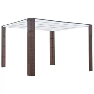 shumee Altana z dachem polirattan 300x300x200cm brązowo kremowa - Altany ogrodowe - miniaturka - grafika 1