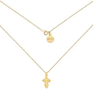 Biżuteria religijna - Złoty naszyjnik z ozdobnym krzyżem - miniaturka - grafika 1