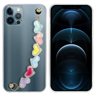Etui ochronne Cadorabo do Apple iPhone 12 PRO w przezroczystym etui na telefon komórkowy Etui TPU z łańcuszkiem na nadgarstek - Etui i futerały do telefonów - miniaturka - grafika 1