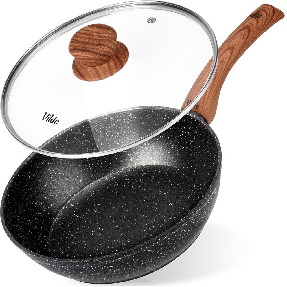 Patelnia Kadax Patelnia granitowa ze szklaną pokrywką GRANITICA WOOD 24 cm, 2,2 l