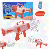 Bańki mydlane - WYRZUTNIA BANIEK MASZYNA światło BAZOOKA Pistolet na bańki RÓŻOWY - miniaturka - grafika 1