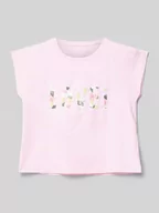 Koszulki dla dziewczynek - T-shirt z wyhaftowanym napisem i cekinami - miniaturka - grafika 1