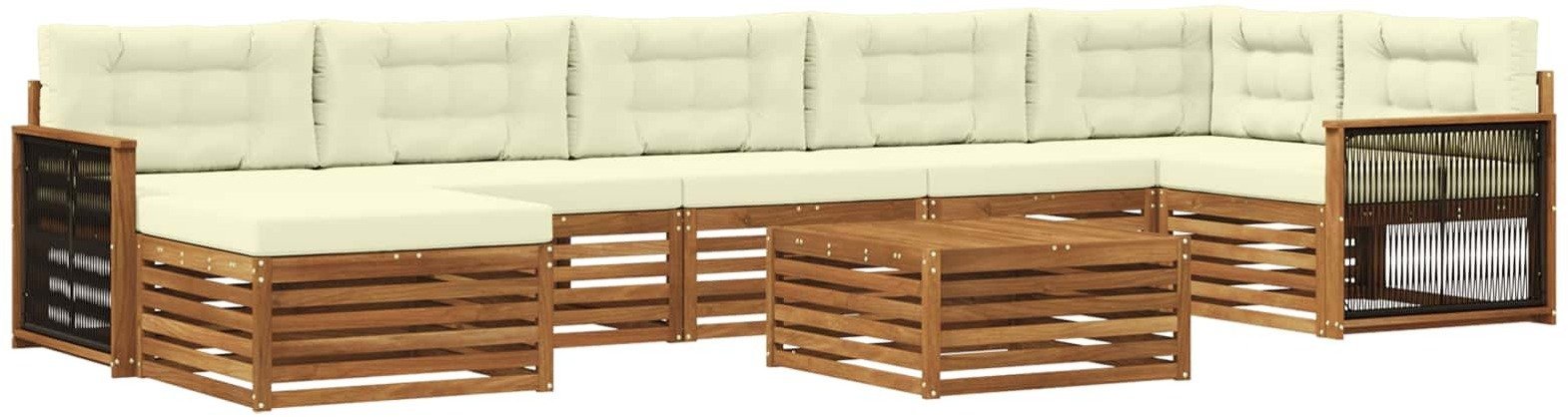 vidaXL Zestaw sof na zewnątrz z poduszką 8 pcs Naturalny i Kremowy