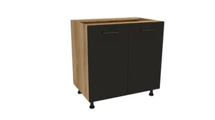 Szafka Dolna Presto 80X82 Cm Płyta Laminowana Dąb Evoke/Czarny - Meble kuchenne - miniaturka - grafika 1