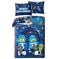 Pościel dla dzieci - Pościel 140x200 Lego Kosmos granatowa mikrofibra - miniaturka - grafika 1
