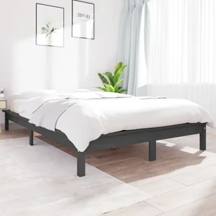 Łóżko z litego drewna sosna szara 120x200 cm - Łóżka - miniaturka - grafika 1
