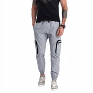 Spodnie męskie - Spodnie męskie JOGGERY cargo jasnoszare V8 OM-PAJO-0135 XXL - miniaturka - grafika 1