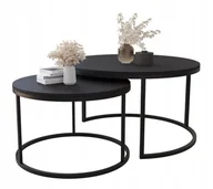 Ławy i stoliki kawowe - Zestaw Stolików Kawowych Okrągłe Mju Czarny Mat - miniaturka - grafika 1
