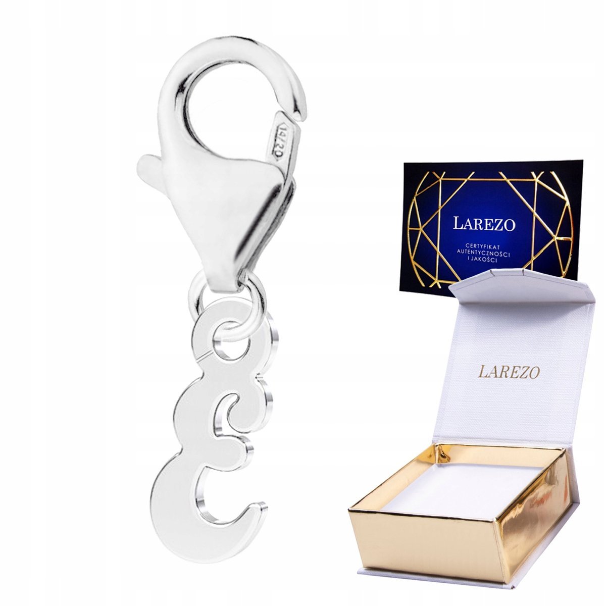 ZAWIESZKA SREBRNA Wisząca z Literą Literka E Inicjał Symbol Znak SREBRO 925