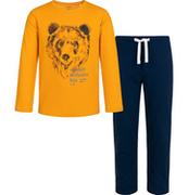 Piżamy chłopięce - Piżama z długim rękawem dla chłopca, z niedźwiedziem, musztardowa 9-13 lat - miniaturka - grafika 1