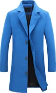 Płaszcze męskie - Płaszcz męski wełniany długi slim fit płaszcz zimowy biznesowy trencz casual płaszcze męskie stójka płaszcz przejściowy wygodny płaszcz męski, mężczyźni, niebieski, L - miniaturka - grafika 1