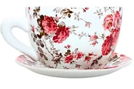 Donice - Filiżanka doniczka ceramiczna kwiaty czerwone średnica 15cm - miniaturka - grafika 1