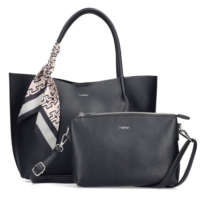 Rieker H1399-00 BLACK torebka damska EKO czarna 2in1