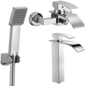 Baterie umywalkowe - Yoka Chromowany zestaw bateria wysoka umywalkowa wannowa słuchawka - Yoka BU.NIAGARA 36 - BW.TALEA - miniaturka - grafika 1