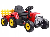Pojazdy elektryczne dla dzieci - Traktor z Przyczepą na Akumulator 2 Silniki 12V Ekoskóra Koła EVA Czerwony - miniaturka - grafika 1