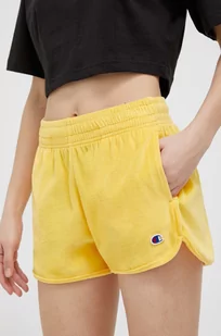 Champion szorty damskie kolor żółty gładkie high waist - Spodenki damskie - miniaturka - grafika 1
