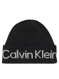 Calvin Klein Czapka Logo Reverso Tonal Beanie K60K611151 Czarny - Czapki damskie - miniaturka - grafika 1