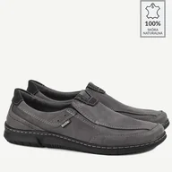Półbuty męskie - Skórzane półbuty wkładane Rodrigo szare - BRILU - miniaturka - grafika 1