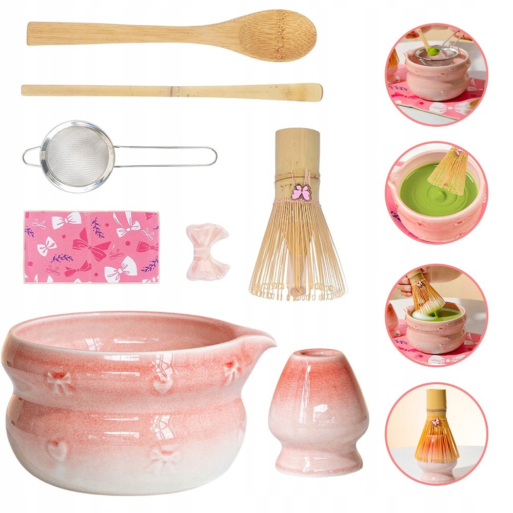 Zestaw Do Matchy Z Bambusowym Chasenem Miska 470ML Kwiaty Wiśni