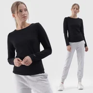 Koszulki i topy damskie - Longsleeve Damski 4F Slim Gładki Koszulka z Długim Rękawem Czarna 4FWMM00TLONF376 Czarny XXL - miniaturka - grafika 1