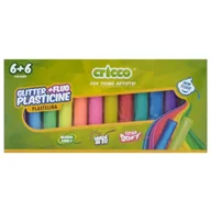 Masy plastyczne - Plastelina fluo + brokat 12 kolorów CRICCO - miniaturka - grafika 1