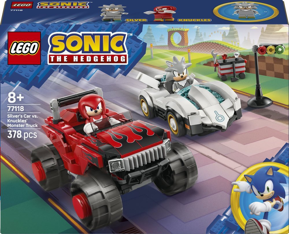 LEGO Sonic Silver w samochodzie kontra Knuckles w monster trucku 77118
