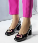 Półbuty damskie - Czarne lakierowane czółenka Kathleen-37 - miniaturka - grafika 1
