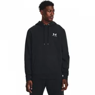 Bluzy sportowe męskie - Męska bluza dresowa nierozpinana z kapturem Under Armour UA Essential Fleece Crew - czarna - UNDER ARMOUR - miniaturka - grafika 1