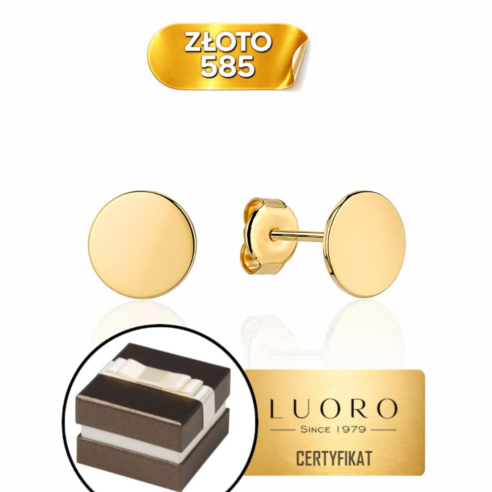 KOLCZYKI ZŁOTE 585 14K PEŁNE KÓŁKO 6 MM NA SZTYFCIE ELEGANCKIE PREZENT