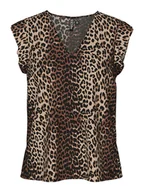 Koszulki i topy damskie - Pieces Koszulka "Nya" w kolorze brązowo-beżowym - miniaturka - grafika 1