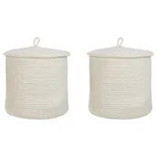 Kosze wiklinowe - Zestaw 2 koszy bawełnianych złamana biel SILOPI - miniaturka - grafika 1