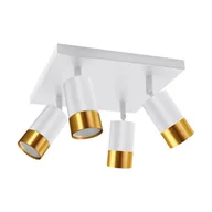 Lampy sufitowe - Kierunkowa lampa natynkowa Puzon ruchome tuby biały złoty - miniaturka - grafika 1