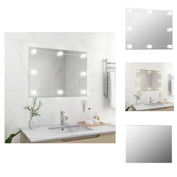 vidaXL Lustro ścienne bez ramy z oświetleniem LED Prostokątne szkło - Lustro