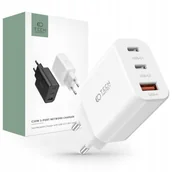 Ładowarki do telefonów - SZYBKA ŁADOWARKA SIECIOWA DO TELEFONU - 3 PORTY: 2xUSB-C PD 30W + USB QC - miniaturka - grafika 1