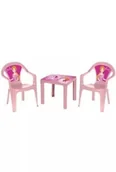 Zabawy w naśladowanie dorosłych - Stolik i dwa krzesła pastel różowy - miniaturka - grafika 1