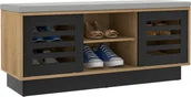 Szafki na buty - Ławka na buty COSTWAY, 2 w 1 ławka i półka na buty 6 przegródek, z 3 regulowanymi półkami, schowek na buty z poduszką na siedzisko, 99,5 x 34,5 x 46 cm, nowoczesna (naturalna) - miniaturka - grafika 1