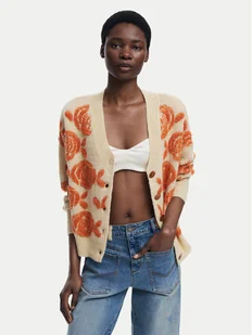 Desigual Kardigan Carter 25WWJF22 Beżowy Relaxed Fit - Swetry damskie - miniaturka - grafika 1
