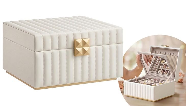 Szkatułka Kuferek Na Biżuterię Organizer Z Lusterkiem Glamour
