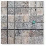 Kostki brukowe i krawężniki - Tiles Kamień dekoracyjny Tiles Tawertyn kostka Ash Argent Mix Bębnowany Mozaika 4,8x4,8x1 cm - miniaturka - grafika 1