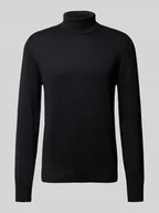 Swetry męskie - Sweter o kroju slim fit z dodatkiem wełny z efektem dzianiny - miniaturka - grafika 1