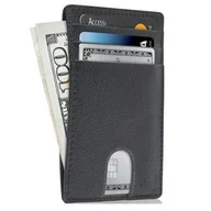Portfele - RFID Slim Portfel płaski cienki etui na karty dokumenty (Black Lychee) - miniaturka - grafika 1