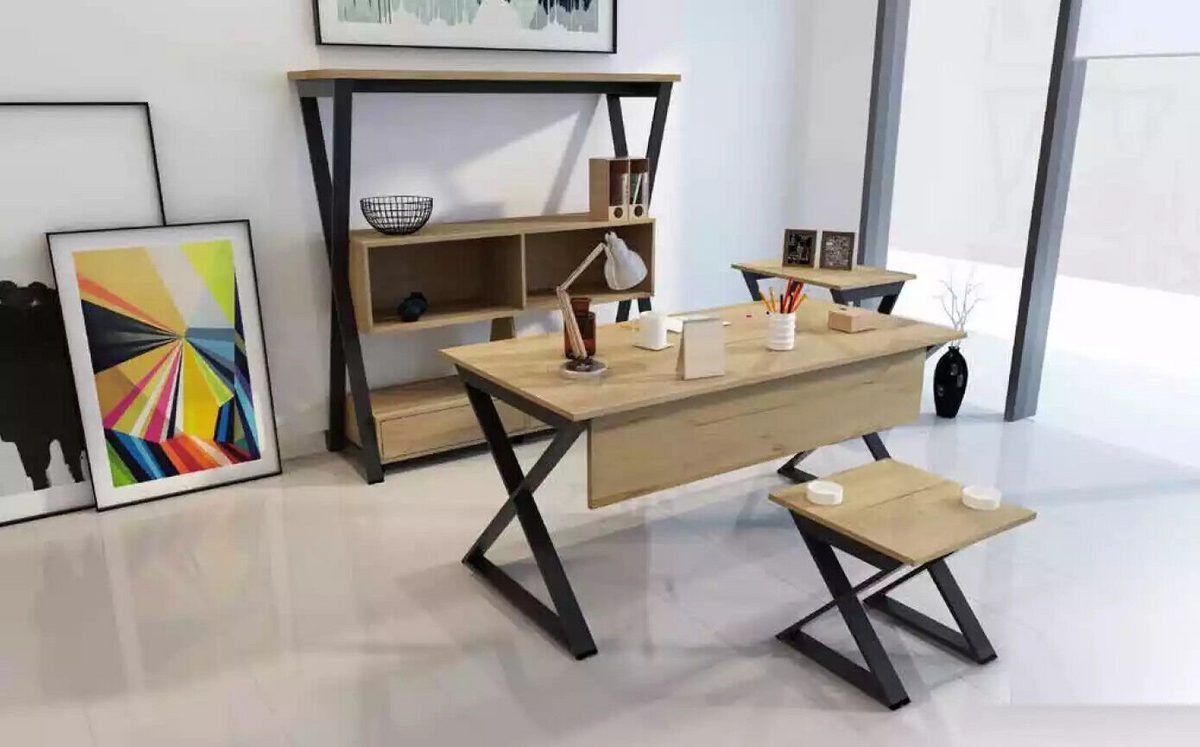 Biurko Stolik kawowy Regał Stolik konsola 4 szt JVmoebel