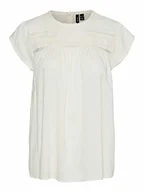 Koszulki i topy damskie - VERO MODA VMDEBBIE Pleat S/L TOP GA NOOS 10247943 damskie, Snow White, M - miniaturka - grafika 1