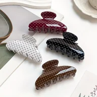 Ozdoby do włosów - TEMU 4 szt. Klipsów do włosów w kropki Kwadratowe klipsy do włosów damskie 3,54 cala w kolorze czarnym, białym, czerwonym, kawowym - Elegancki, - miniaturka - grafika 1