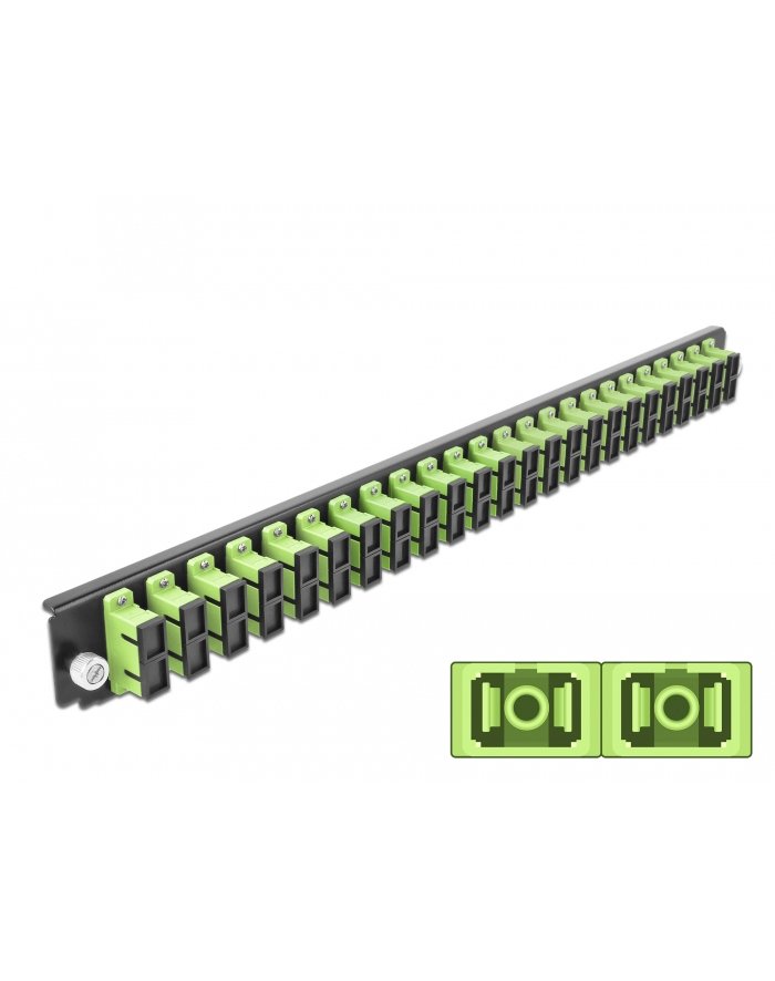 DELOCK 19″ SKRZYNKA ŁĄCZENIOWA OSŁONA PRZEDNIA 24 PORTY SC DUPLEX ZIELONA LIPOWA 43368