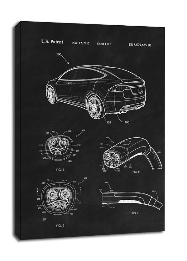 Patent, Pojazd Elektryczny 2013 Czarny - obraz na płótnie Wymiar do wyboru: 70x100 cm