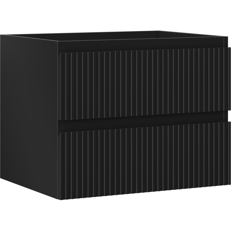 Mexen Rivel szafka łazienkowa podumywalkowa 60 cm, 2 szuflady, ryflowana , czarna mat - 91A20-06047-2-BFF71