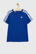 Koszulki dla chłopców - Adidas t-shirt dziecięcy U 3S kolor niebieski gładki - adidas - miniaturka - grafika 1